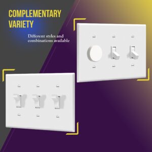 ENERLITES Triple Light Switch Wall Plate, Gloss Finish, Standard Size 3-Gang 4.50" x 6.38", Unbreakable Polycarbonate Thermoplastic, 8813-W, White