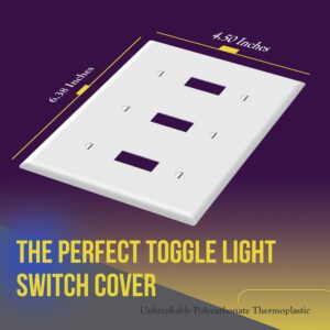 ENERLITES Triple Light Switch Wall Plate, Gloss Finish, Standard Size 3-Gang 4.50" x 6.38", Unbreakable Polycarbonate Thermoplastic, 8813-W, White