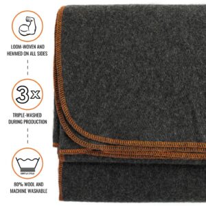 Arcturus Military Wool Blanket - Warm, Thick, Washable - Great for Outdoors, Camping, Stadium Blanket, Picnics, Travel - Car & Bushcraft Survival Kits, Large 64" x 88" 4.5 lb