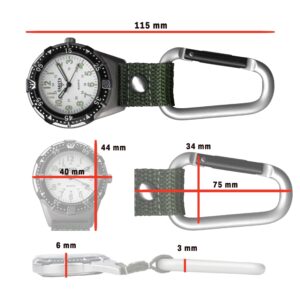 Dakota Backpacker Clip, Watch, Lightweight watch, Outdoor Gifts for Men and Women, Use for Fishing, Hunting, Golf and More, Tactical, Watch-Green