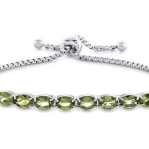 FJC Finejewelers Sterling Silver Slider Chain Adjustable Bracelet with 8 Oval Peridot Stones