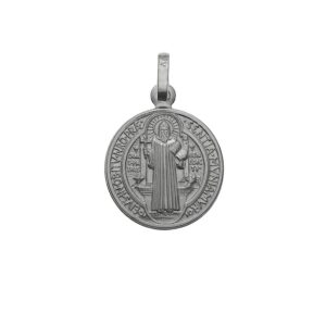 925 Sterling Silver Saint Benedict Charm Pendant Made in italy, 15mm Diameter