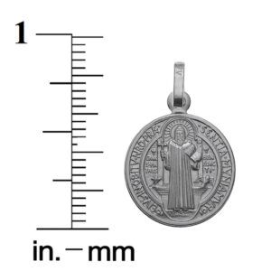 925 Sterling Silver Saint Benedict Charm Pendant Made in italy, 15mm Diameter