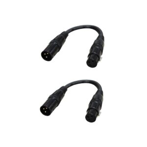 audio2000's xlr male to xlr female microphone cable (0.5 feet 2pack)