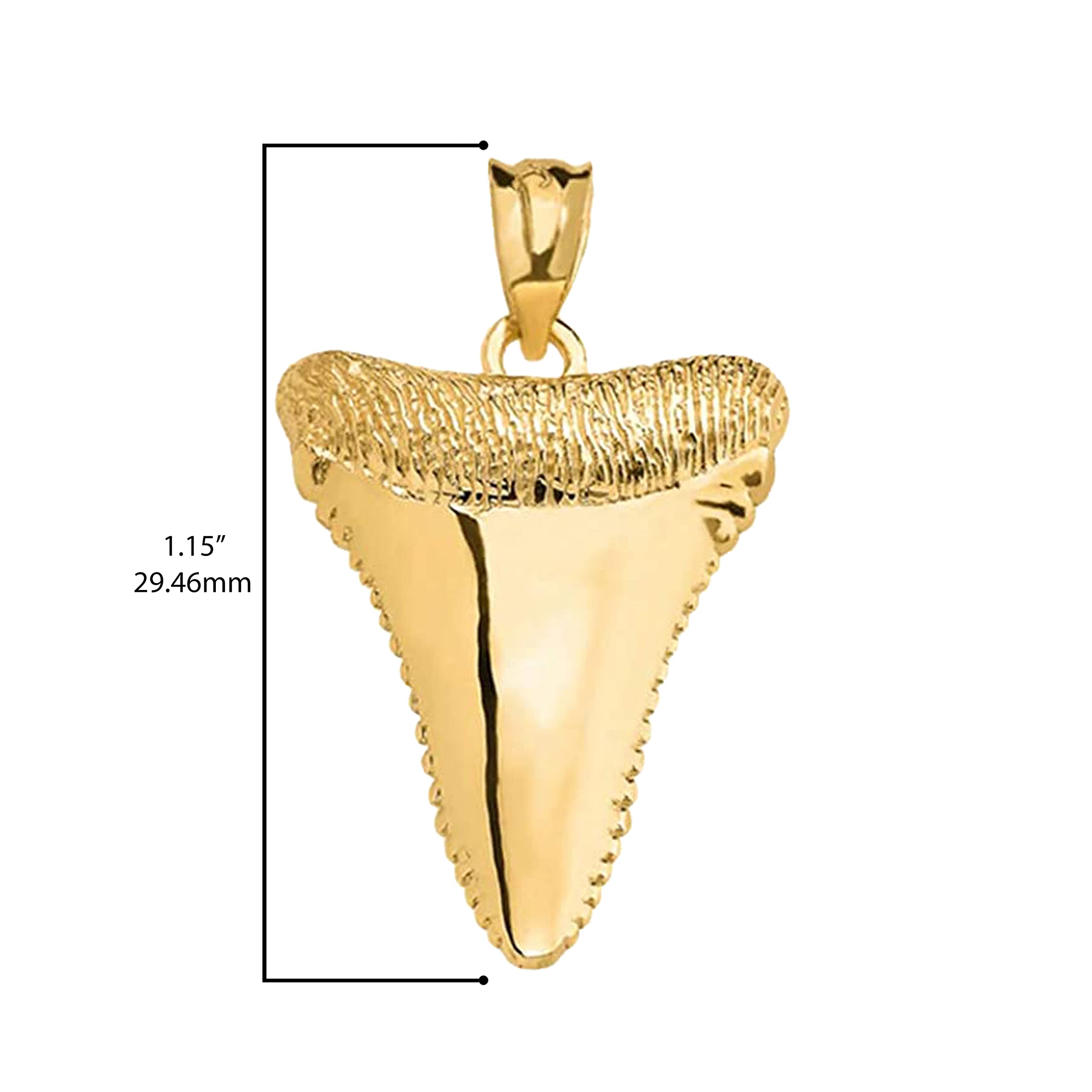 14K Yellow Gold 1-1/8” Lucky Shark Tooth Pendant - Pendant Only