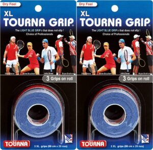 unique sports tourna tennis 3 xl overgrips absorbent dry feel tournagrip blue (2-pack)