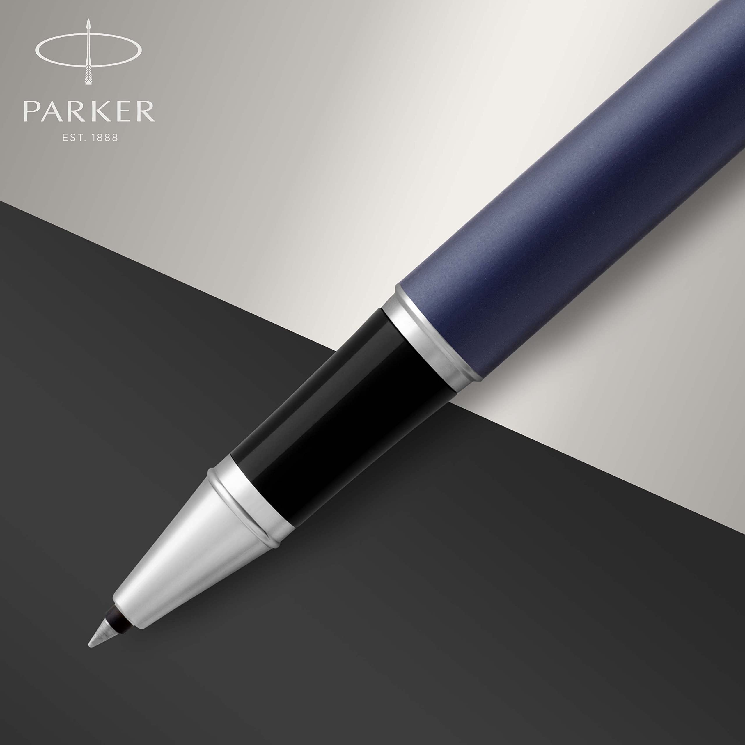 PARKER IM Rollerball Pen, Matte Blue with Fine Point Black Ink Refill (1931661)