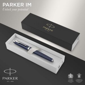 PARKER IM Rollerball Pen, Matte Blue with Fine Point Black Ink Refill (1931661)