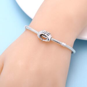 SOUKISS 925 Sterling Silver Love Heart in Your Hands Charm for Charms Bracelets, Xmas Mother's Day Gifts Idea