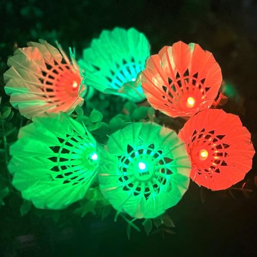 Inngree LED Badminton Birdies, LED Colourful Shuttlecock Dark Night Goose Feather Glow Birdies Lighting Outdoor Indoor Sport Activities (Colourful-6pcs)