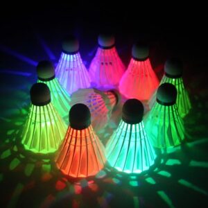 Inngree LED Badminton Birdies, LED Colourful Shuttlecock Dark Night Goose Feather Glow Birdies Lighting Outdoor Indoor Sport Activities (Colourful-6pcs)