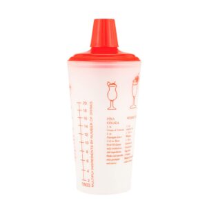 Collins Red Cocktail Recipe Shaker with Cap and Built In Strainer, 30 oz