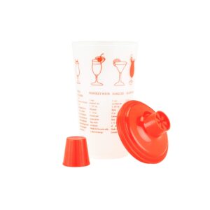 Collins Red Cocktail Recipe Shaker with Cap and Built In Strainer, 30 oz