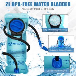 Hydration Pack Hiking Water Backpack - Miracol Insulated Water Bag with 2L Bladder Blue