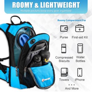 Hydration Pack Hiking Water Backpack - Miracol Insulated Water Bag with 2L Bladder Blue