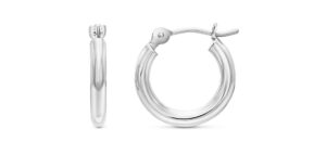 14k white gold small round hoop earrings, 12mm (0.48 inch diameter)…