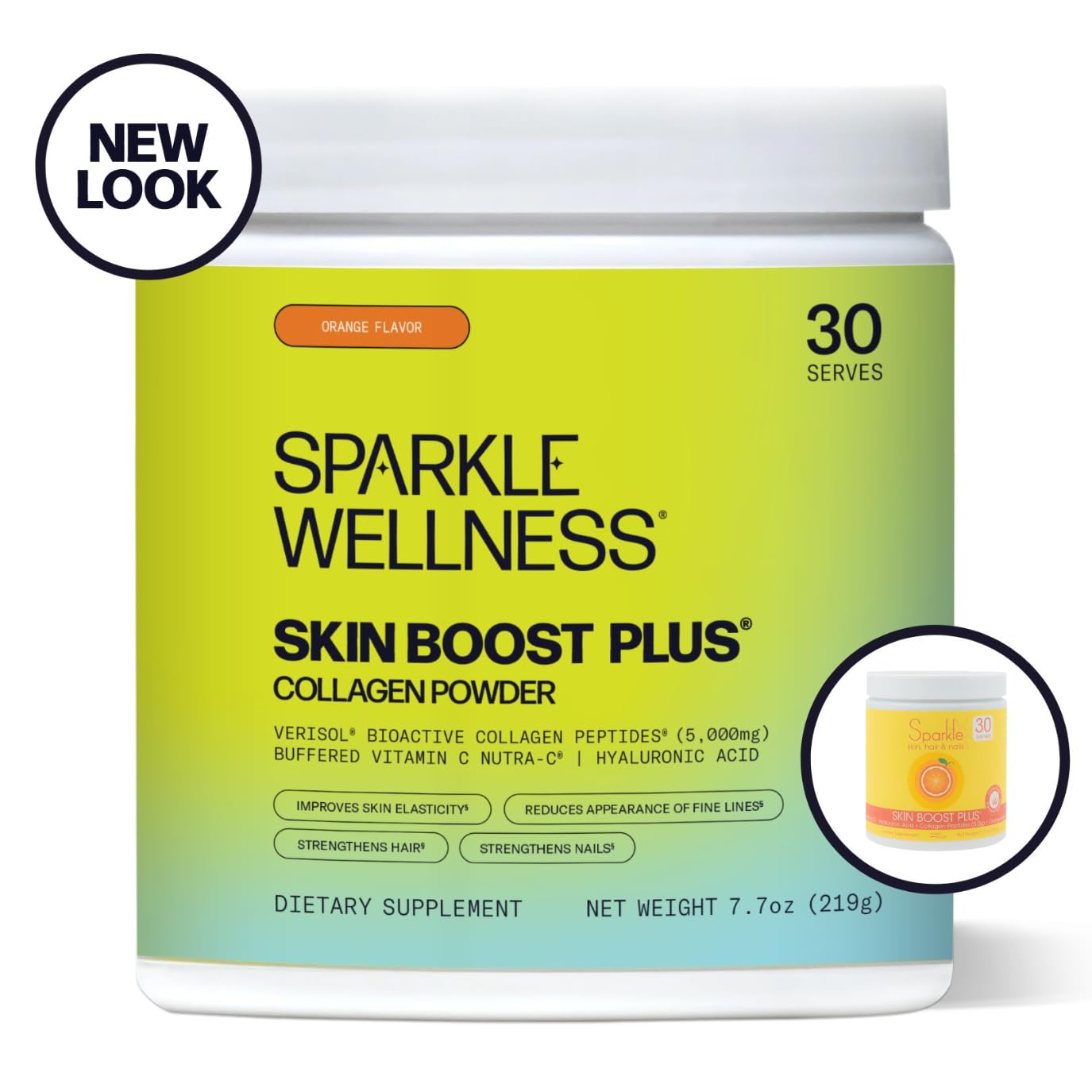 Sparkle Skin Boost Plus Verisol Collagen Peptides Protein Powder Vitamin C Orange Plus Supplement Drink, 8.1 oz