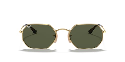 Ray-Ban RB3556N Octagonal Flat Lens Sunglasses, Gold/G-15 Green, 53 mm