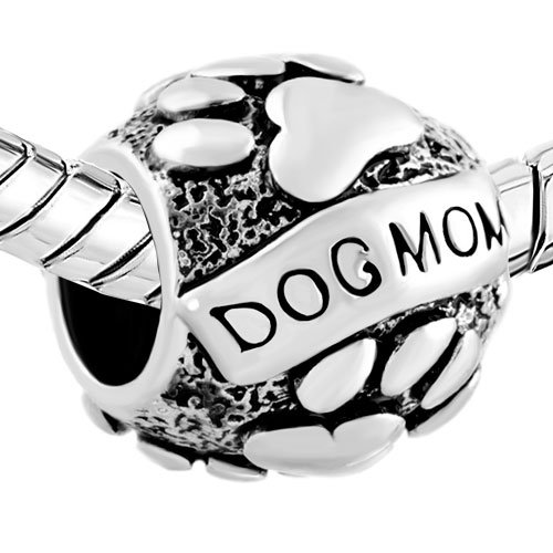 CharmSStory Paws Love Animal Dog Mom Charms Beads for Bracelets (Dog Mom)