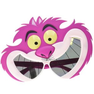 Sun-Staches Alice in Wonderland Official Cheshire Cat Sunglasses, UV400, Costume Accessory Pink Mask, One Size Fits Most