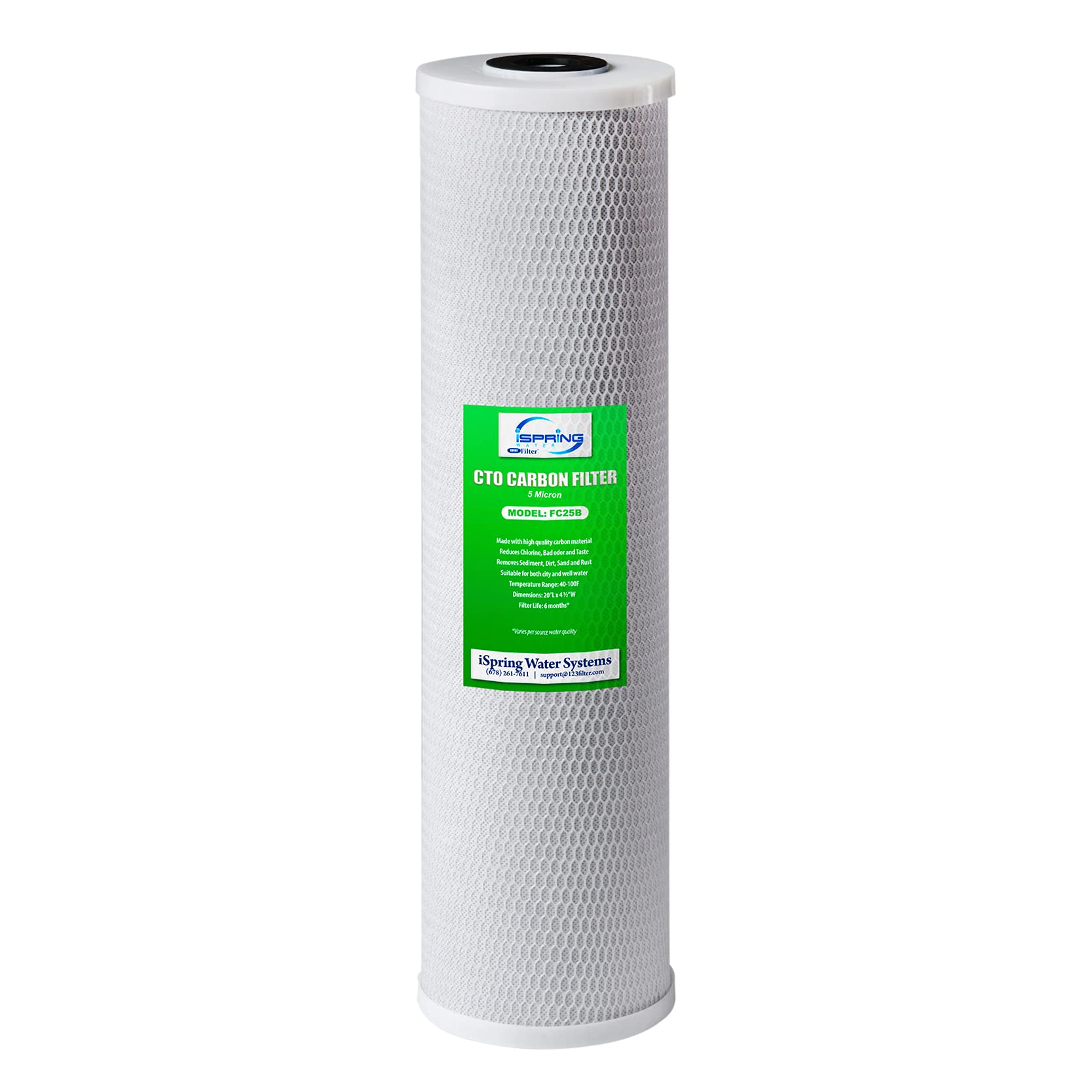 iSpring FC25B Whole House Water Filter Replacement Cartridge, CTO Carbon Block, 20” x 4.5”