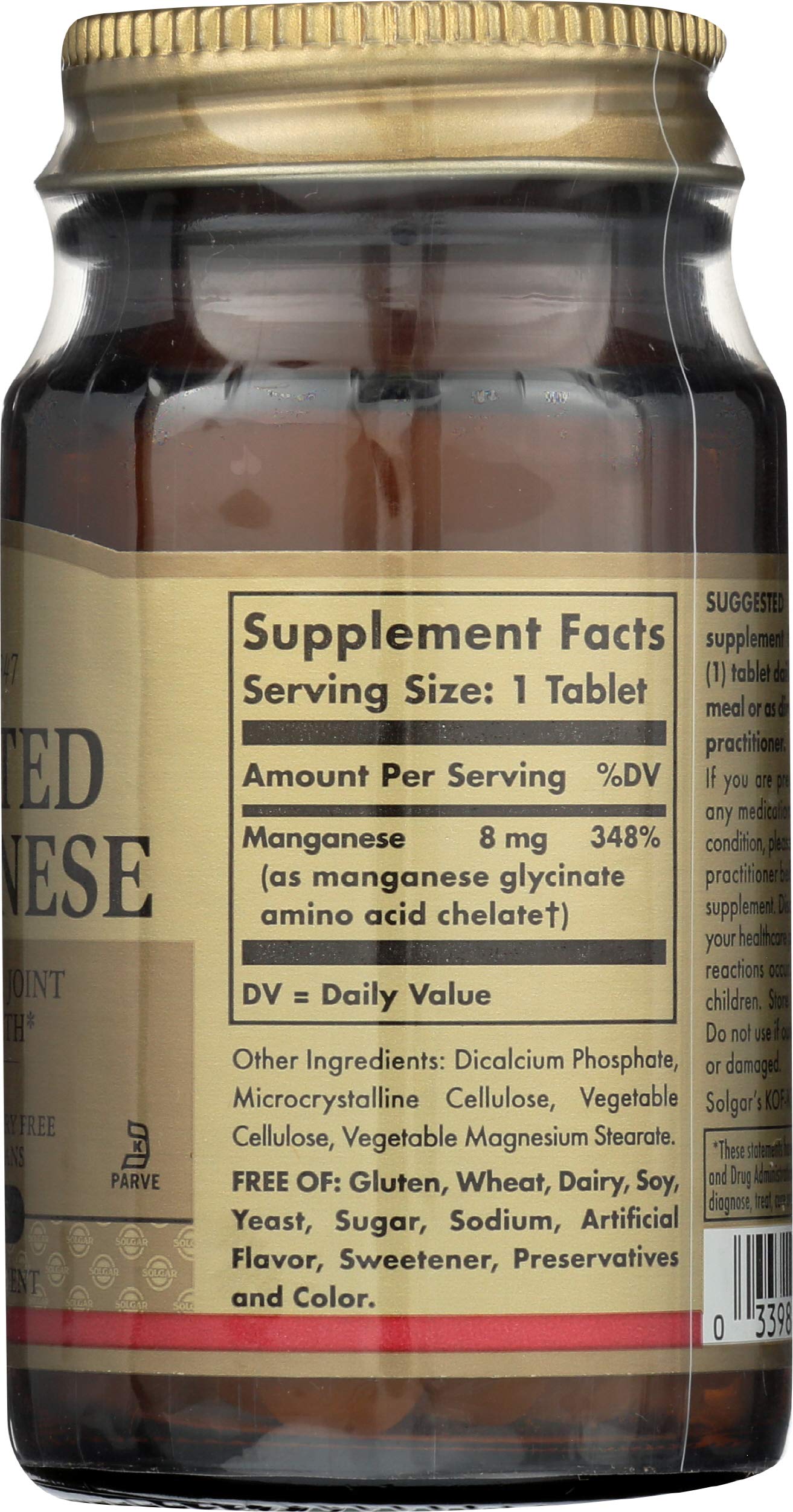 Solgar Chelated Manganese Tablets, 100 Tabs