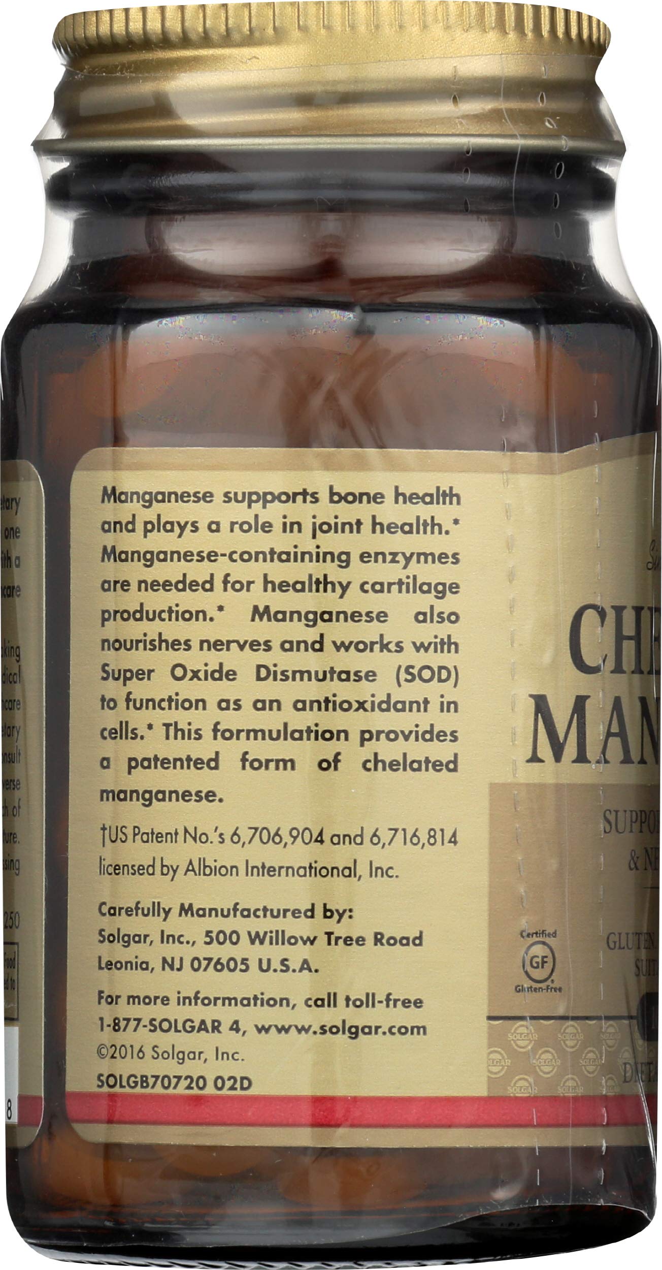 Solgar Chelated Manganese Tablets, 100 Tabs