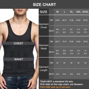 Odoland Men's Body Shaper Slimming Shirt Tummy Vest Thermal Compression Base Layer Slim Muscle Tank Top Shapewear, White, L