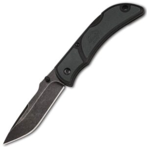 OUTDOOR EDGE 3.3" Gray Chasm - EDC Lockback Folding Pocket Knife with Non-Reflective Blackstone Coated Stainless Steel Blade and Pocket Clip