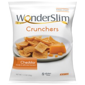 wonderslim protein cracker snack chips, cheddar, low fat & gluten free (10ct)