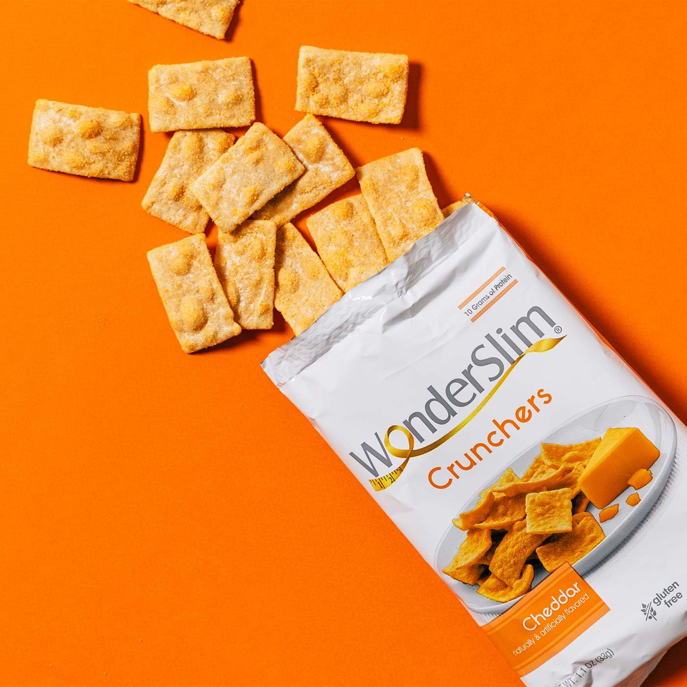 WonderSlim Protein Cracker Snack Chips, Cheddar, Low Fat & Gluten Free (10ct)