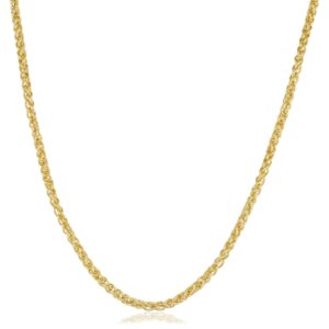 kooljewelry 14k yellow gold filled round wheat chain necklace (2.5 mm, 26 inch)