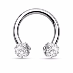 Crystal Paved Ferido Balls 316L Surgical Steel WildKlass Circular Barbell Horseshoe