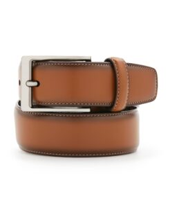 perry ellis men's leather amigo dress belt, luggage brown, 32