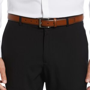 Perry Ellis Men's Leather Amigo Dress Belt, Luggage Brown, 32