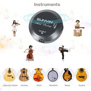 SUNYIN Acoustic Guitar Pickup,Piezo Transducer Contact Microphone Self-adhesive Easily AMP UP for Acoustic Classical Violin Ukulele Mandolin Banjo Cello Kalimba Drum (Black)