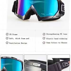 Wonzone Off Road Riding Motorcycle Goggles Windproof Snowboard Ski Goggles Eyewear Adjustable UV Protective Outdoor Glasses Motorcycle Cross-country Goggles (Black Frame White Dot, Rainbow)