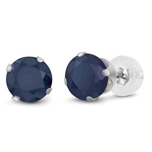 Gem Stone King 10K White Gold Gemstone Birthstone Stud Earrings | 6MM Round | White Gold Earrings For Women