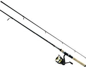 daiwa dsk25-b/f662m-10c d-shock freshwater spinning combo, 2500, 6'6" length, 2piece rod, 6-14 lb line rating, medium power,black/gold