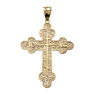 religious jewelry 14k yellow gold eastern orthodox icxc cross pendant