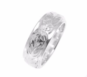 arthur's jewelry sterling silver 925 hawaiian maile leaf plumeria flower scroll 6mm/8mm double ring size 7.5