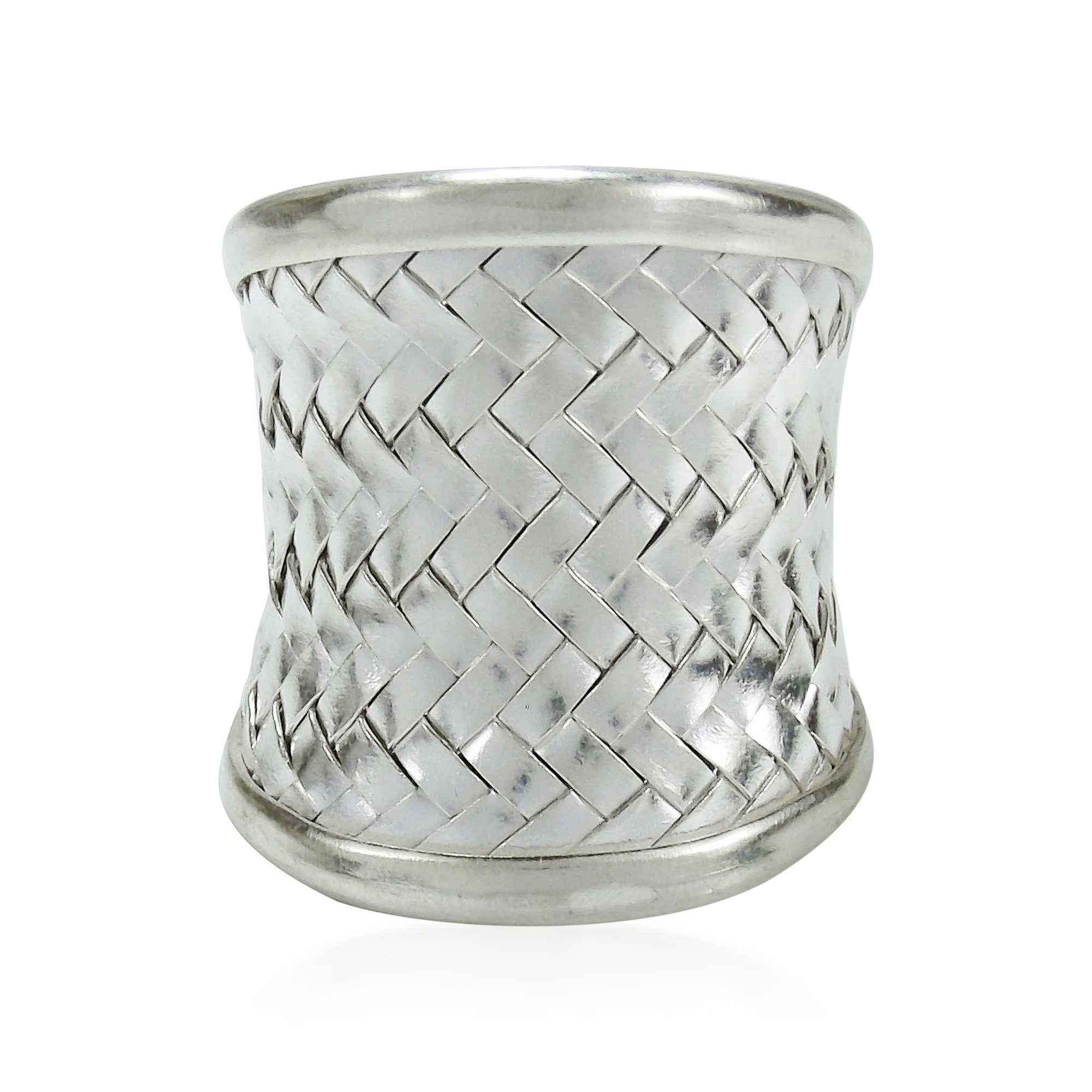 AeraVida Exotic Weave Wide Front Thai Hill Tribe Karen Silver Ring | Elegant Wedding Rings For Women | Balinese Comfort Fit Silver Rings for Women | Sterling Silver Rings Sizes (9)