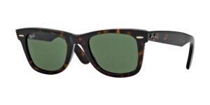 ray-ban rb2140 wayfarer 902 54m tortoise/crystal green square sunglasses for men for women+ bundle with designer iwear eyewear kit