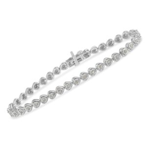 .925 Sterling Silver 1.0 Cttw Miracle Set Diamond Heart-Link 7" Tennis Bracelet (I-J Color, I2-I3 Clarity)