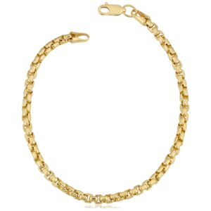 kooljewelry 14k yellow gold filled unisex 3.5 mm round box link chain bracelet (8.5 inch)