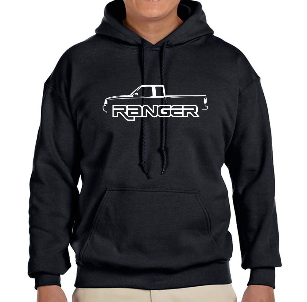 Ford Ranger Pickup Truck Classic Outline Design Hoodie Sweatshirt large black