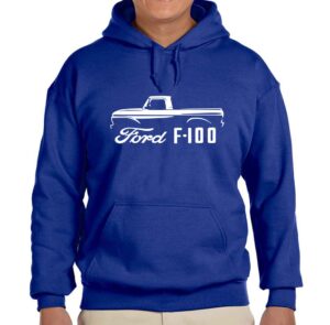 1961-66 ford f100 pickup truck classic outline design hoodie sweatshirt xl royal