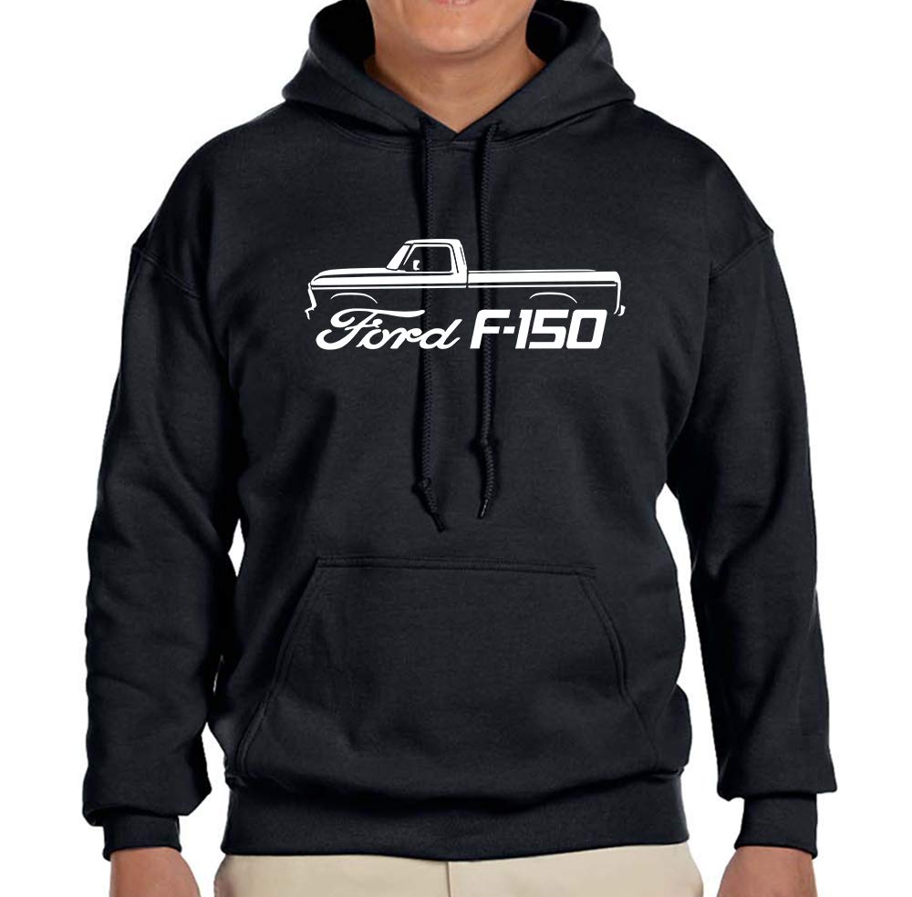 1973-79 Ford F150 Pickup Truck Classic Outline Design Hoodie Sweatshirt 2XL black