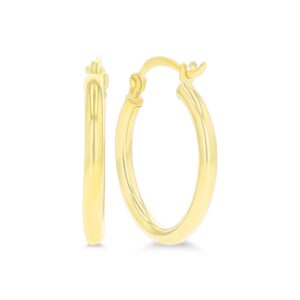 14k Yellow Gold Solid 2mm Tube Classic Polished Hoop Earrings, 2x15mm