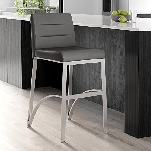 Zuri Furniture Lynx Counter Height Contemporary Bar Stool with Metal Base - Slate